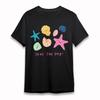 Women's Plus Size Classic T-Shirt Happy Ocean Creatures Seas The Day Slogan Tee