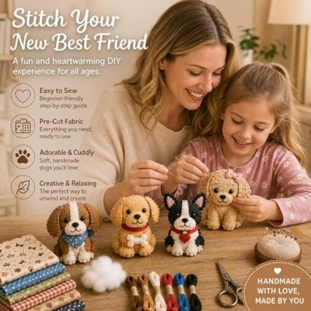 Cartoon Animals Handmade Sew Set Pre-cut Fabric Cloth Sewing Crafts For Beginners