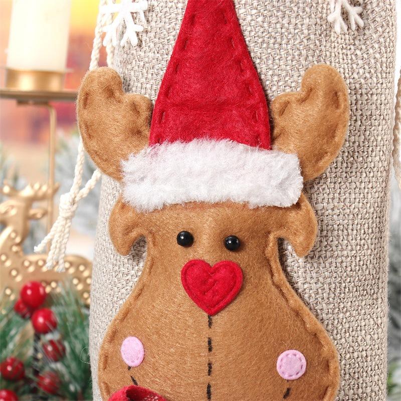 Новый кухонный набор бутылок вина, рождественское украшение, Санта-Клаус, снеговик, лось, олень, конопля, сумка для бутылки красного вина