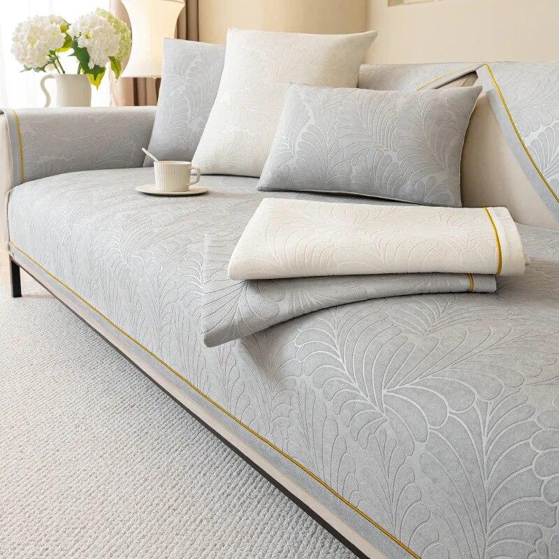 Dutch Velvet Solid Color Sofa Cushion Anti-slip Washable Settee Furniture Jacquard Sofa Cover Four Seasons Simplicity Sofa Cover