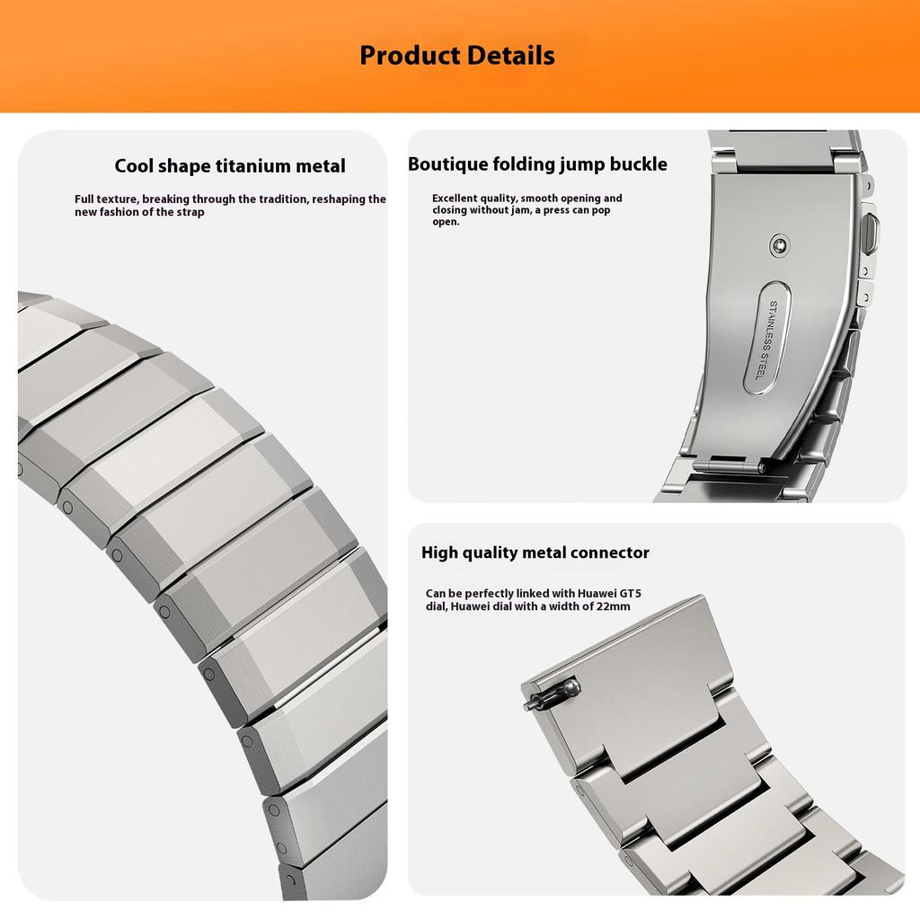 22 мм универсальный ремешок для часов из титанового сплава с бамбуковыми сегментами