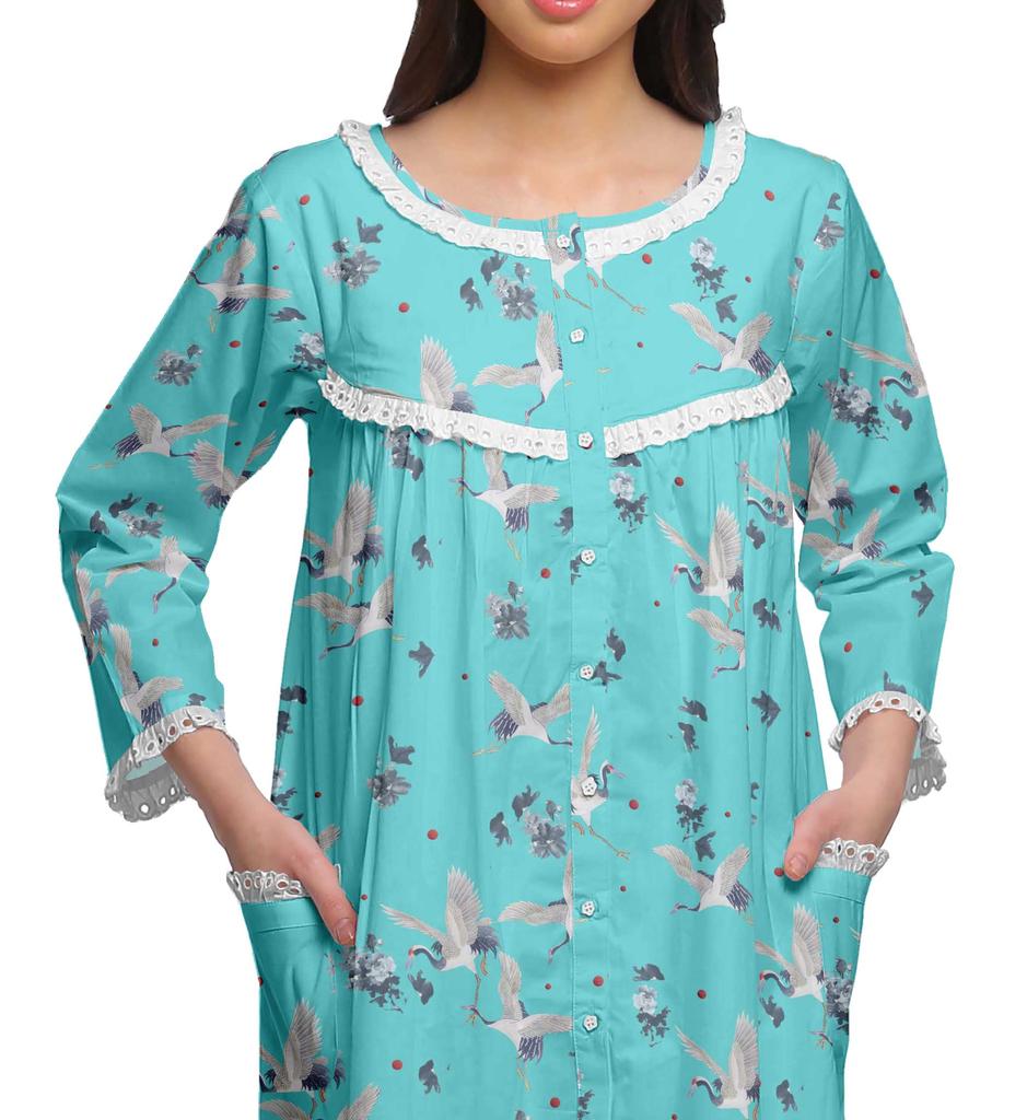 Moomaya Ночная рубашка с принтом 3-4 рукава, хлопковая пижама для кормящих мам