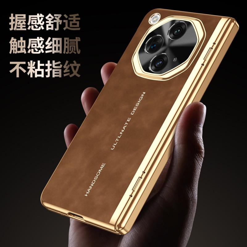 Чехол для складного телефона OPPO Find N3 Полное покрытие PC-оболочка С гальваническим покрытием Текстура Наппа Ударопрочный Магнитное крепление