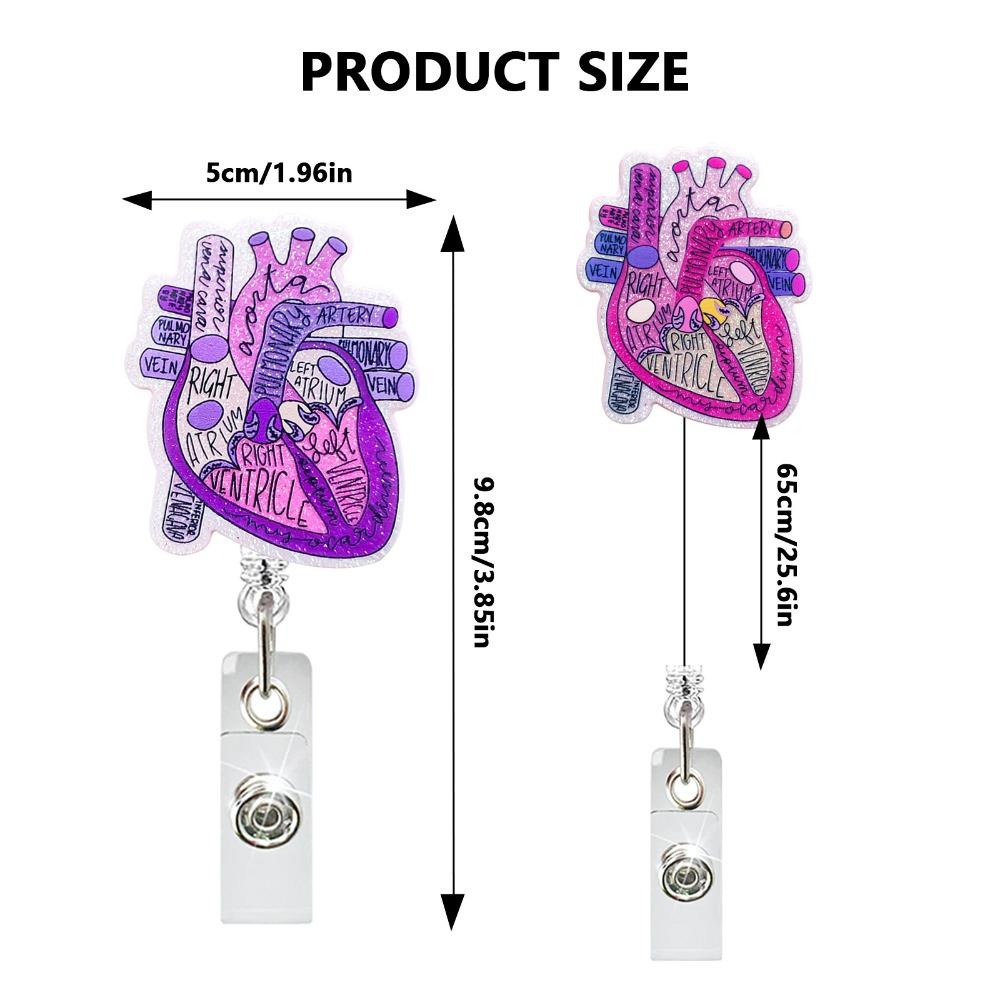 Acrylic Heart Badge Reel Work Accessor Retractable Badge Clip New ID Name Card Tag