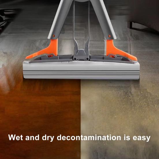 Швабра с 2 супервпитывающими губками, сменными стержнями для швабры, длинная ручка, эргономичный дизайн, маленькая самосжимающаяся швабра для чистки пола