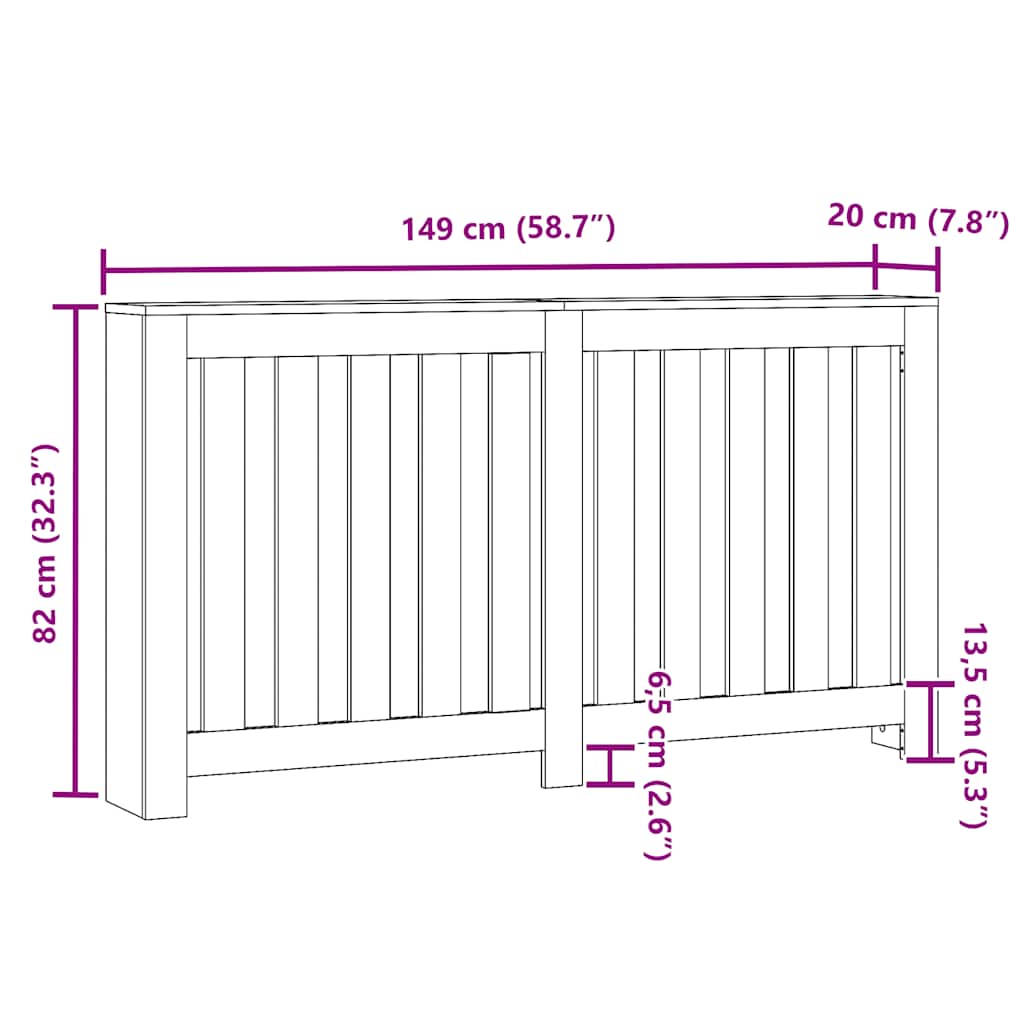 Radiator Cover Smoked Oak 149 x 20 x 82 cm Engineered Wood