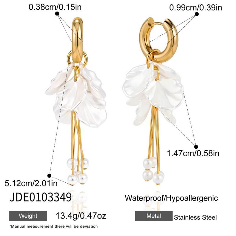 Titanium Steel Chain Tassel Earrings Pearl Ear Jewelry Women Fashion Commute Style