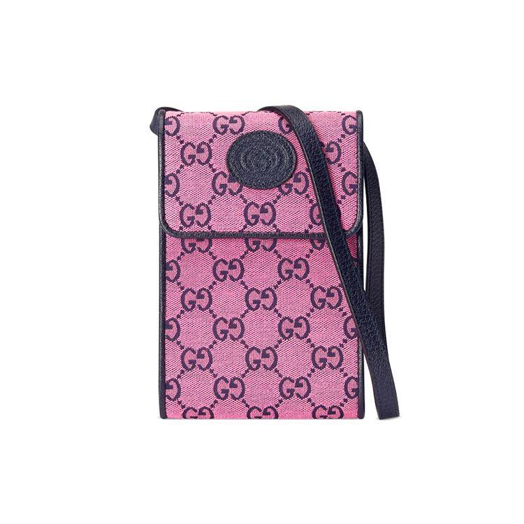 Gucci GG Multicolor Logo Canvas And Leather Crossbody Phone Bag Women bags Red 657582-2UZAN-5279