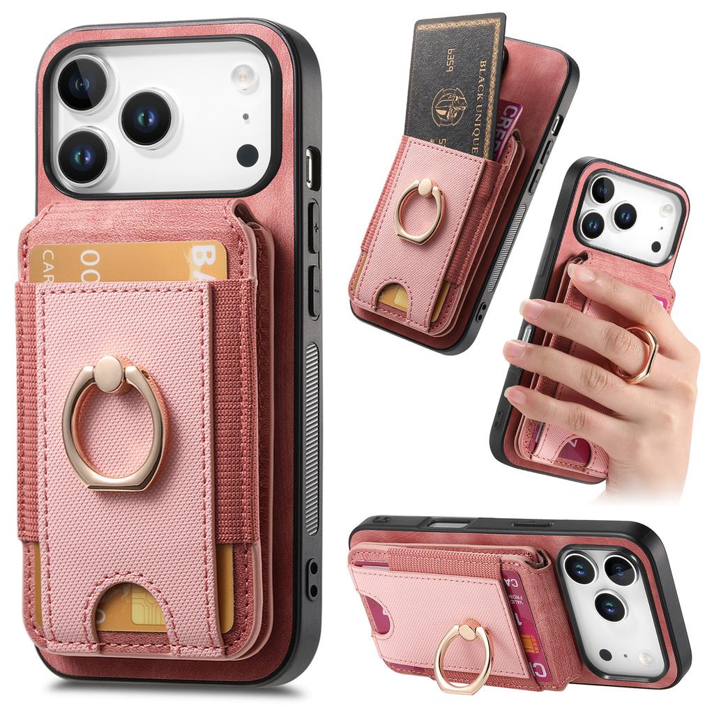 For iPhone 17 Pro Case Compatible with MagSafe Leather Back Cover with Detachable Card Holder Kickstand