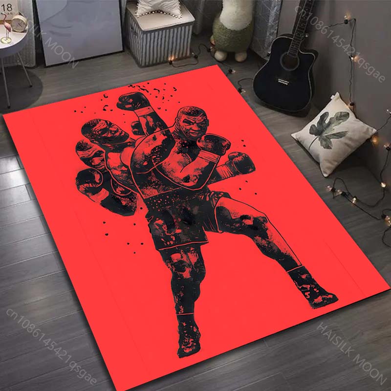 Boxing Champion on Red Background Print Carpet for Bedroom Living Room Bedside Sofa Floor Mat Modern Home Decor Area Rug