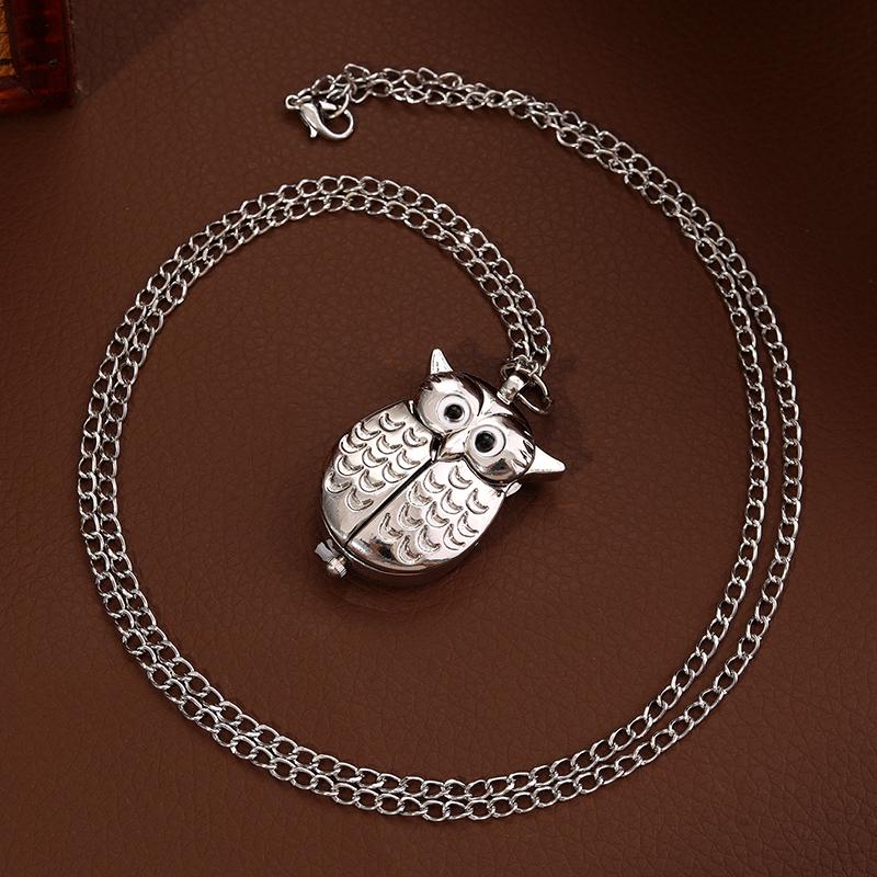 Модный корпус часов с изображением совы, серебристые кварцевые карманные часы, идеальный выбор для подарков женщинам и мужчинам