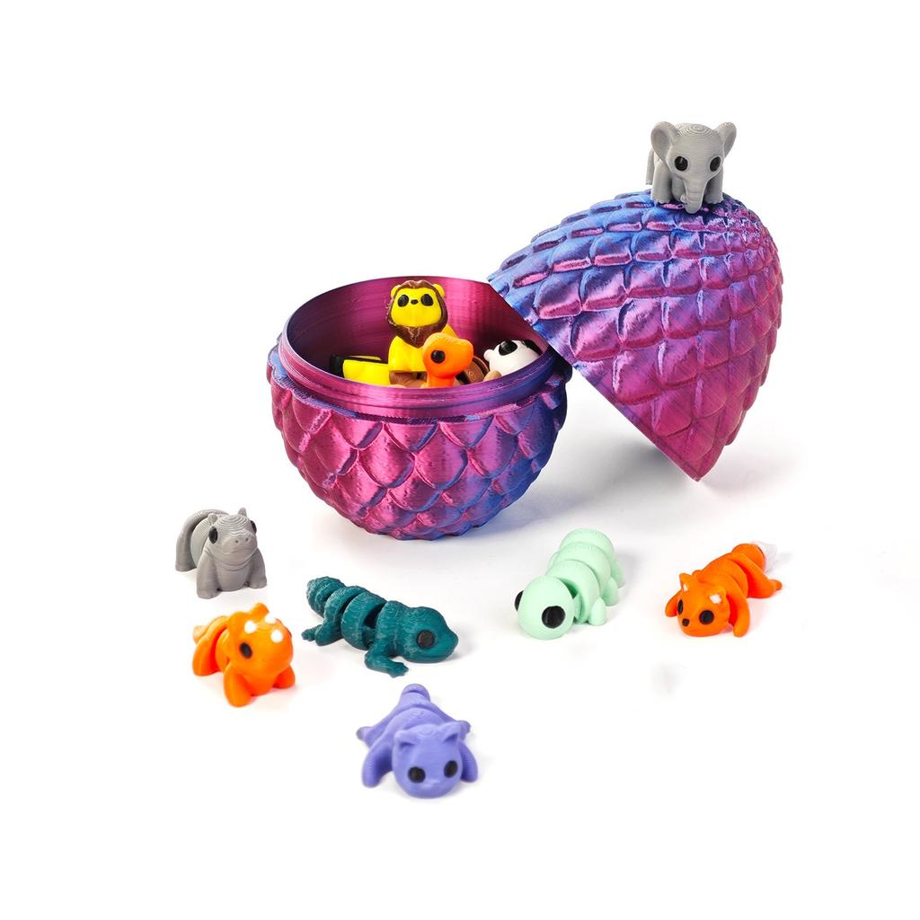 20PC 3D Printed Animal Figurines Set With 4.9 Inches Dragon Egg Articulated Flexible And Exquisitely