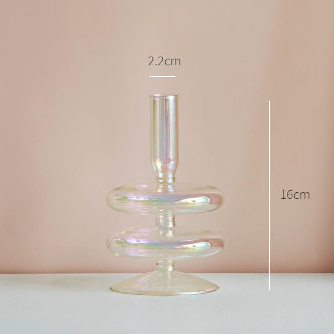 Glass Candle Holder Home Decor Nordic Rainbow Vase Flower Table Living Room Decoration Candlestick Holder for Wedding