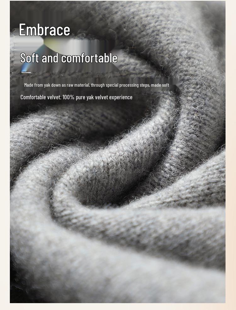 Elegant High Neck Yak Wool Sweater - Autumn/Winter 2026: Women's Loose, Slimming, Solid Color Base Layer