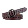 Vintage Style Leather Belt For Women With Alloy Pin Buckle And Pure Color Design