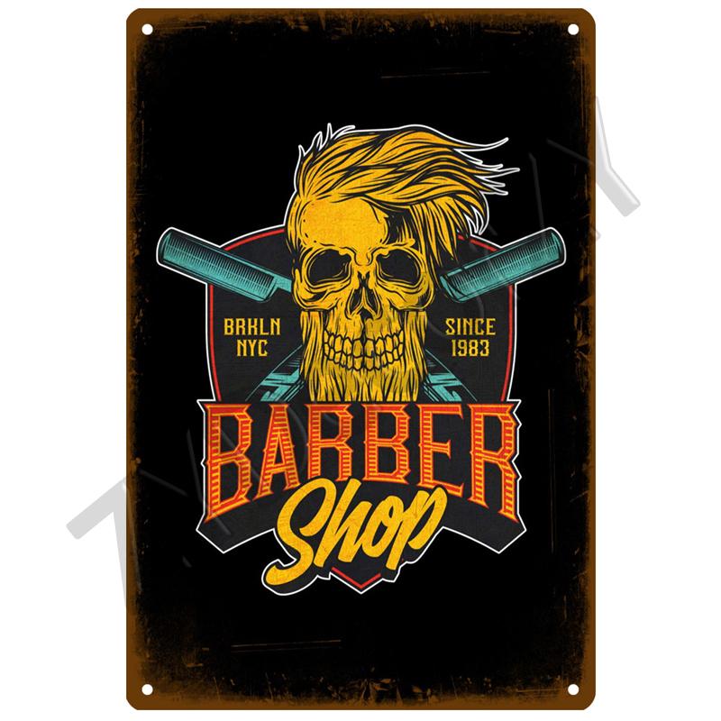 Vintage Home Decor Tin Sign Barber Shop Metal Sign Poster Bar Pub Retro Plaque Haircut and Shave Beard Iron Paintings Art Plates