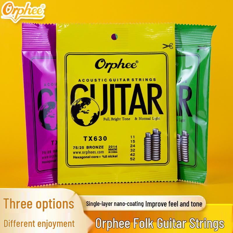 Струны для фолк-акустической гитары Orphee TX620/630/640 с обмоткой из фосфорной бронзы, комплект