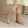 Fashion Boots for Ladies Non-Slip Outdoors Solid Color 2024 New Autumn Winter Women's Ankle Boots Leather Pearl Decoration Boots