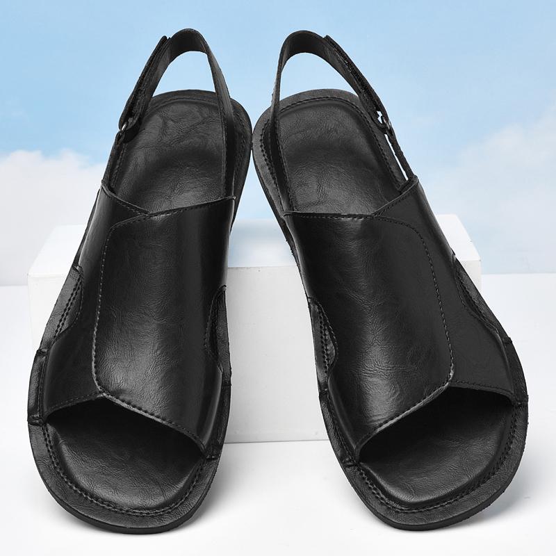 Мода Новая Мода Полые Мужские Сандалии Лето Мужская Повседневная Обувь Нескользящая Платформа Пляжные Кроссовки Новые Повседневные Кожаные Сандалии Мужские Шлепанцы