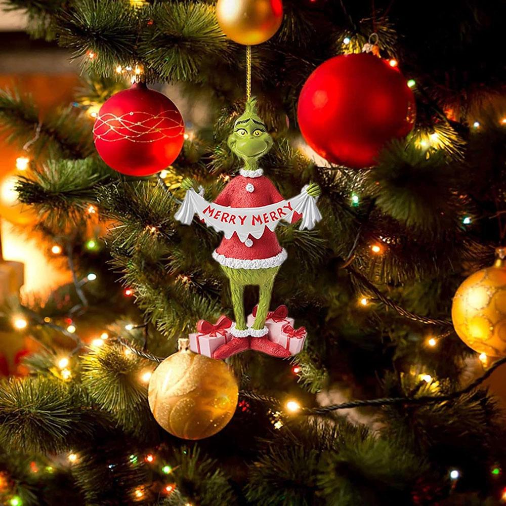 6шт Гринч елочные украшения висит акриловый 2D орнамент кулон партии