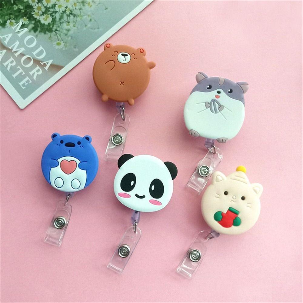 Work Card Clip Panda Name Card Holder Nurse Badge Holder Retractable Badge Reel ID Card Clips