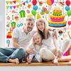 Whaline 6 Листов Наклейки на Окно «С Днем Рождения» Разноцветный Торт Коробка Воздушный Шар Баннер Двусторонние Окно Наклейки для Мальчиков Девочек Юбилейная Вечеринка