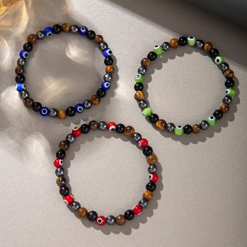 Модный браслет из натурального камня от сглаза для женщин и мужчин, турецкий амулет, защитные украшения, йога, духовная дружба, подарки