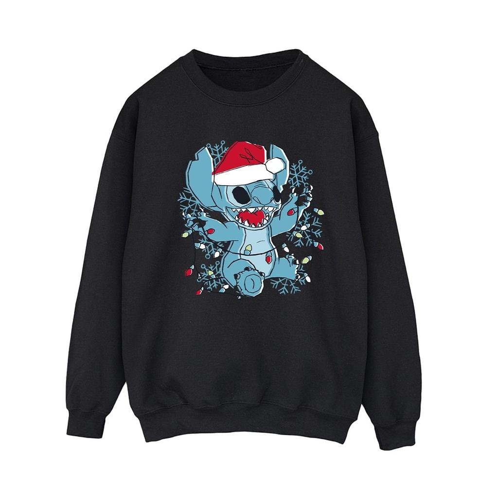 Disney Womens/Ladies Lilo And Stitch Christmas Lights Sketch Sweatshirt