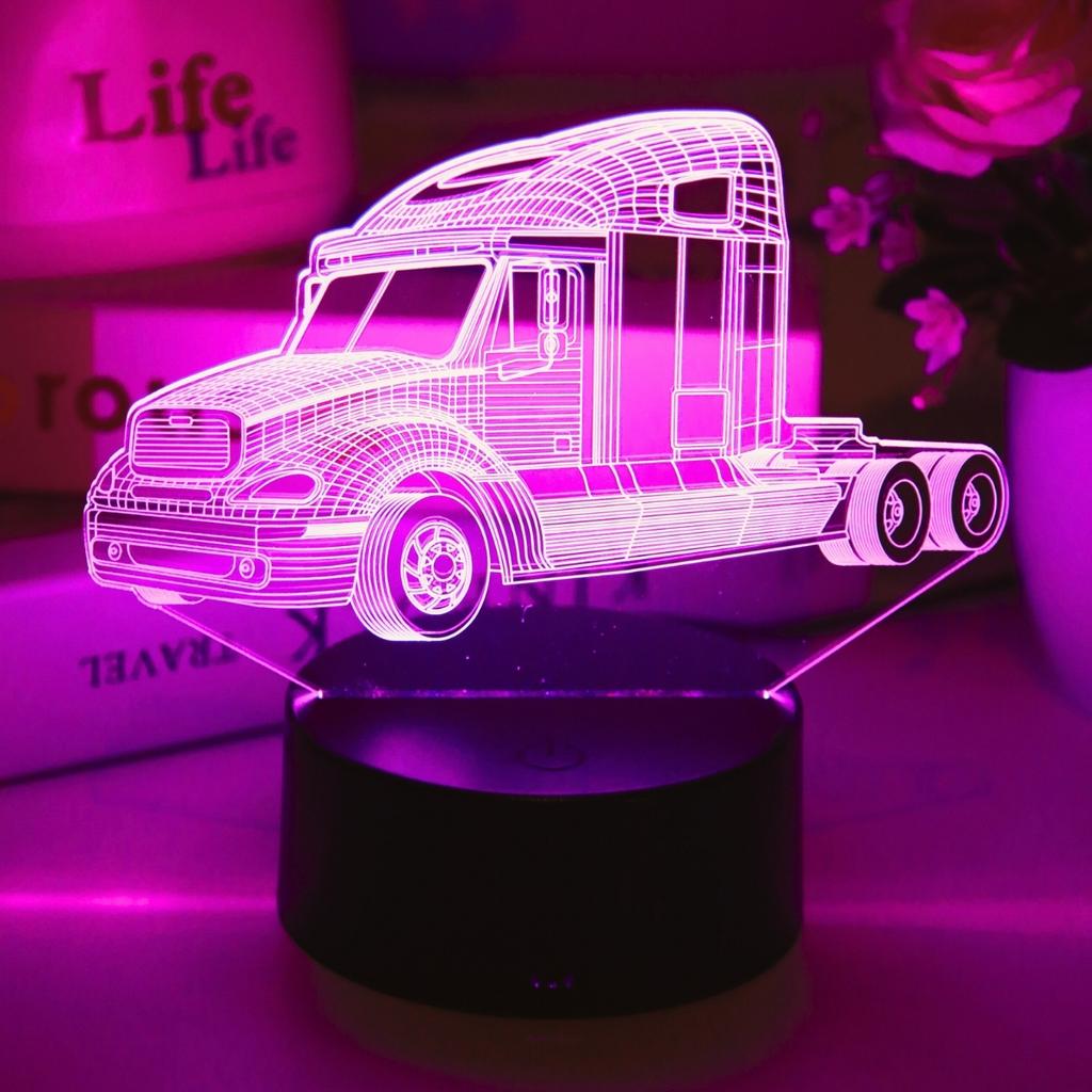 Креативный трактор, большой грузовик, 3D ночник в подарок для автолюбителей, сенсорное радужное цветовое оформление, атмосфера в комнате