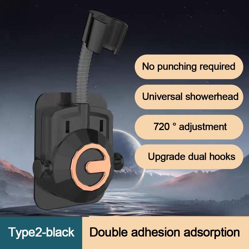 Self-Adhesive Shower Head Holder with Hooks Handheld Sprayer Support  Bathroom Accessories