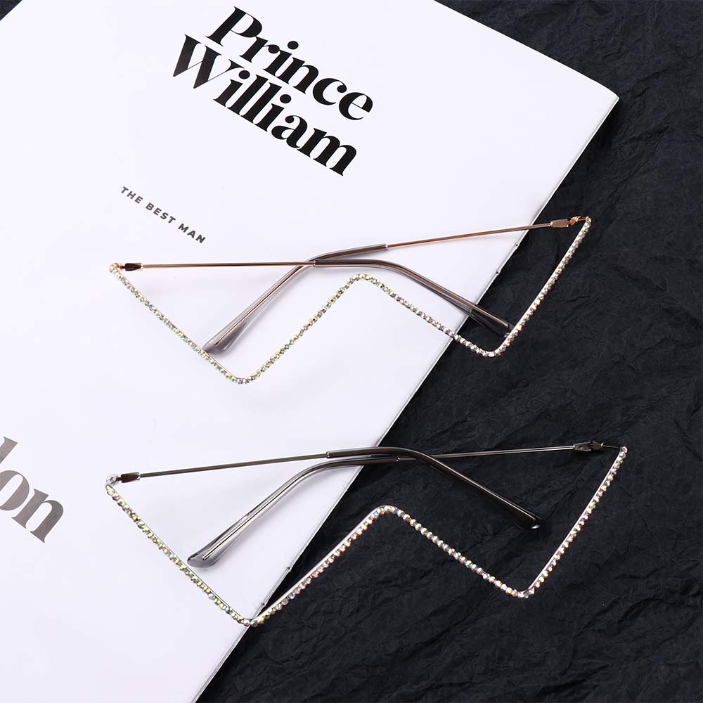 Eyewear Decoration Glasses Frame Rhinestones Glasses Frame Fake Glasses Triangle Glasses Frame