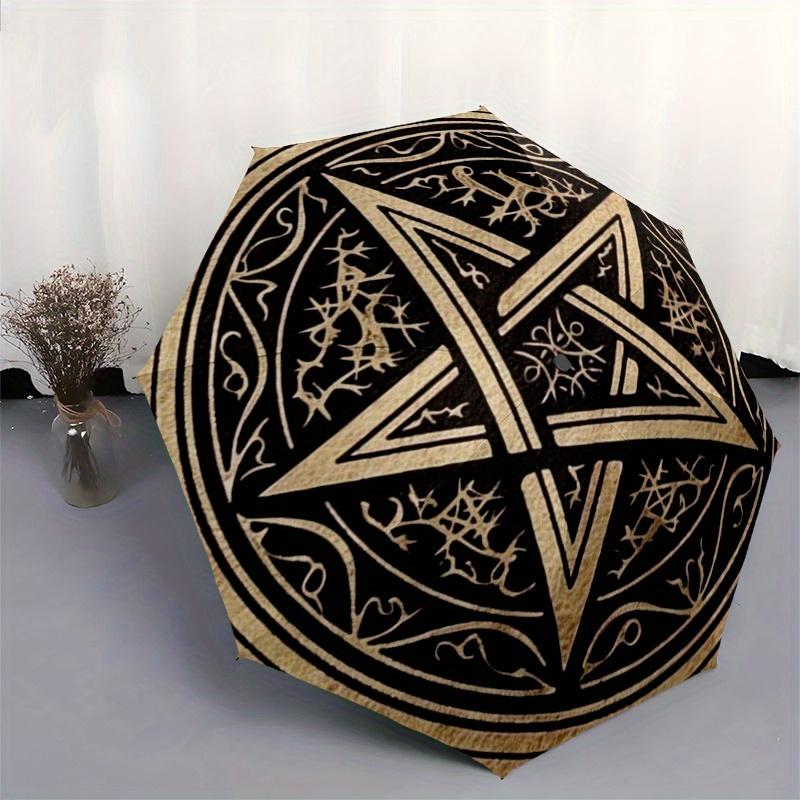 Pentagram Symbol Umbrella, Portable 3-Fold Umbrella for Men & Women,