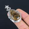 Natural Petrified Wood Jasper Gemstone Solitaire Flower Ring Size 7.5 925 Silver