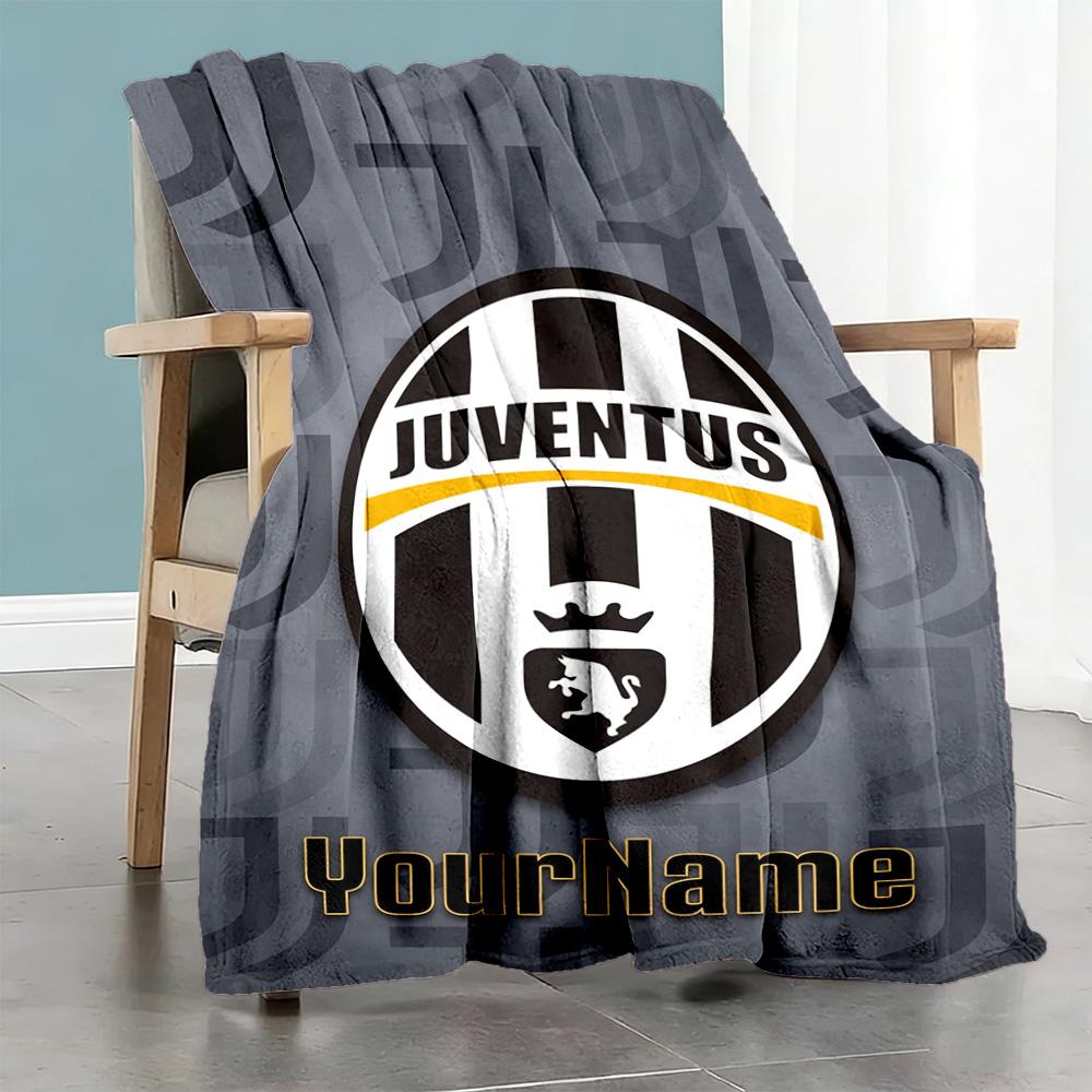Juventus Customize Your Name Blanket Multi-purpose Personalized Blanket Soft Warm Cozy Versatile for Office Chair Living Room Nap Livingroom