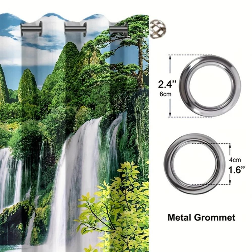 2 шт. Водопад птица журавль напечатанные шторы полиэстер люверс верхняя штора для офиса спальня гостиная природа пейзаж дом