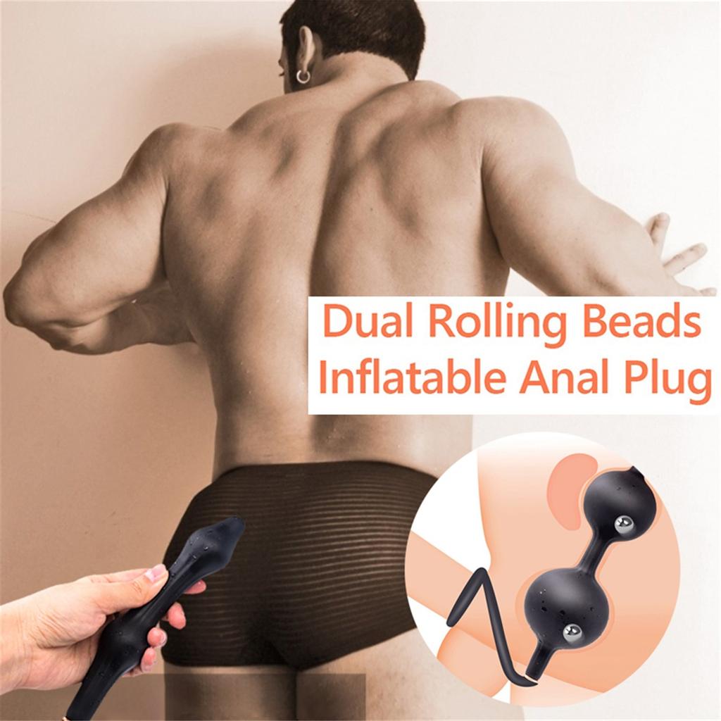 Надувная анальная пробка с двойной бусиной, кольцо для спермы с двойным замком, мужской и женский мастурбатор, анальная расширяющая бусина с задним шариком
