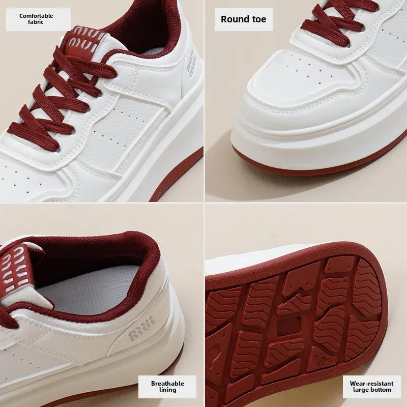 2025 Четыре сезона Новые женские универсальные модные кеды на платформе Увеличивающие рост Женская обувь для улицы Маленькие белые туфли