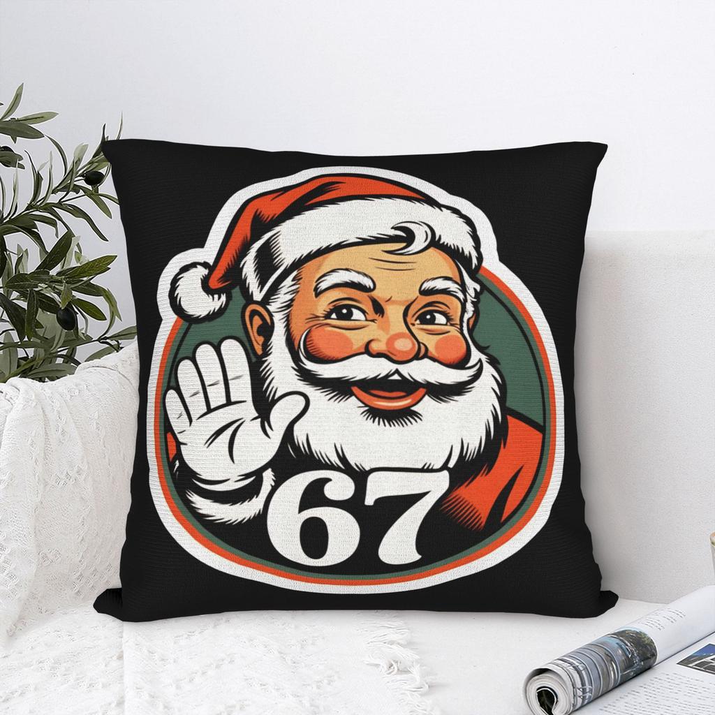 67 Christmas Funny Six Seven Meme Brainrot Santa Claus Pillowcases Retro Trendy Pillow Case Decor Square Pillow Cover