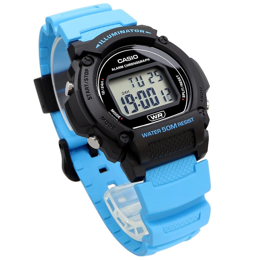 Casio Мужские стандартные цифровые часы W-219H-2A2V Aqua Blue, доступные Casio, импортные, международная модель