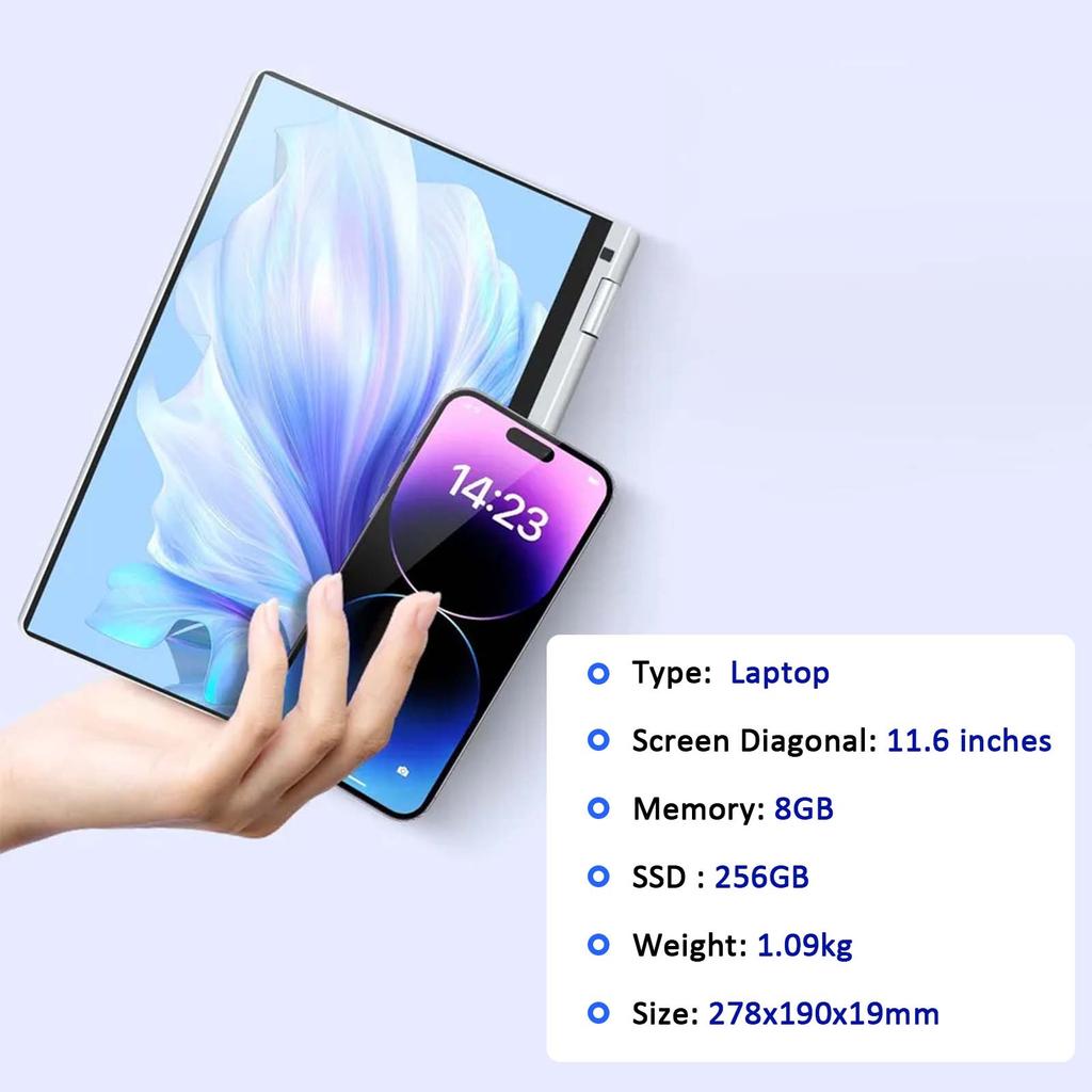 Ноутбук HDTOSNER с сенсорным экраном 11,6 дюйма, процессор Intel, 8 ГБ ОЗУ, твердотельный накопитель 256 ГБ, Windows Pro, серебристый, ноутбук для работы и учебы