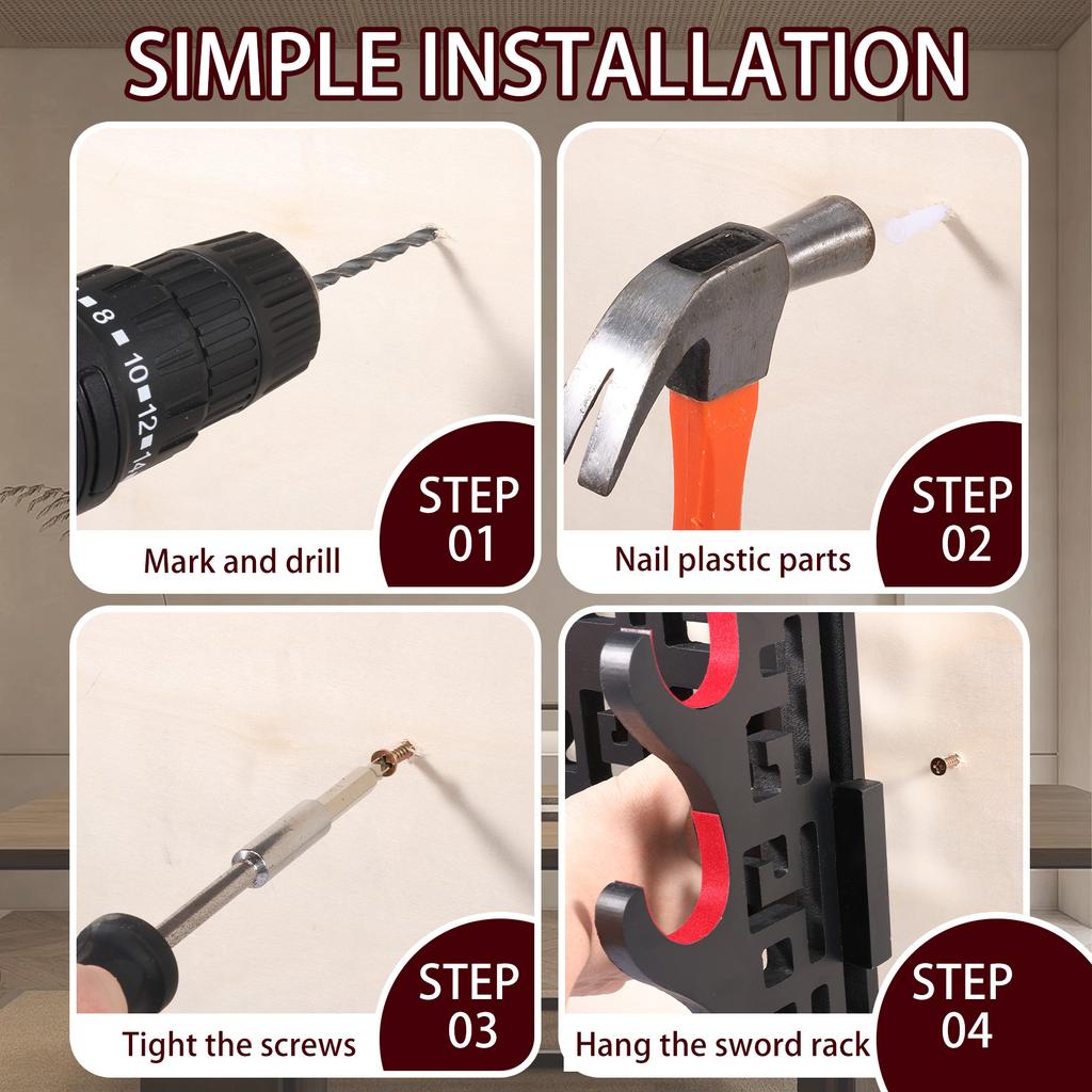 2/4-ярусная деревянная подставка для мечей, настенная, подставка для самурайских мечей, изящная черная стойка для катаны для украшения дома и офиса