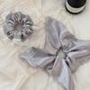 Silver Glossy Fabric Hair Band Retro Square Scarf Bow Lace Edge Large Intestine Ring Texture Hair Accessories New Headband Adult