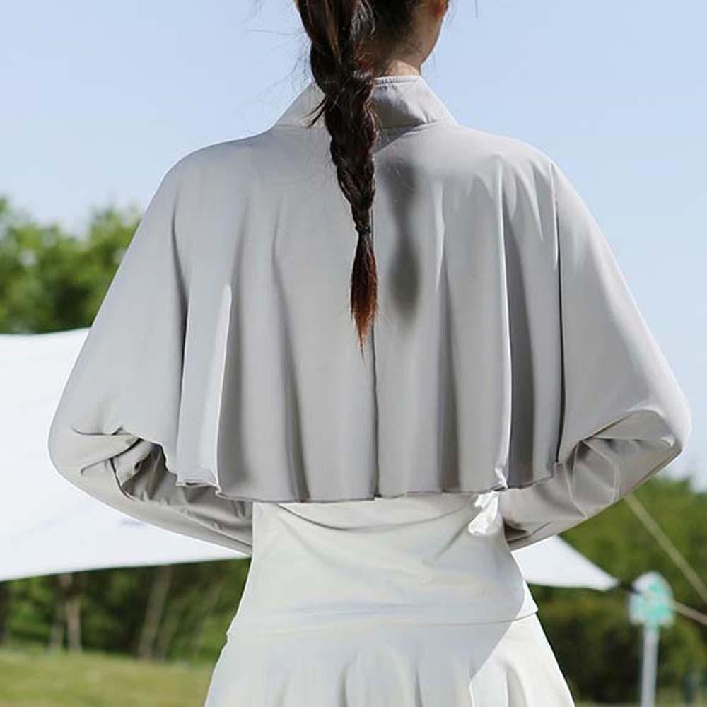 Long Sleeve Ice Silk Cape Solid Color Sun Protection Clothing Fashion Summer Sunscreen Shawl Women