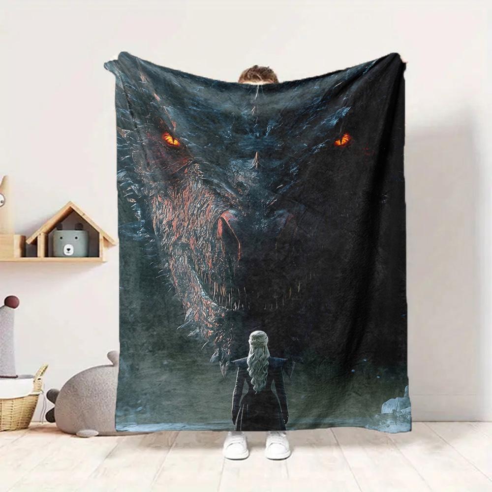 Dragon Encounter Flannel Blanket Throw Blanket Soft Warm Sofa Bed Camping Home Decor Unique Christmas Gift C9211377