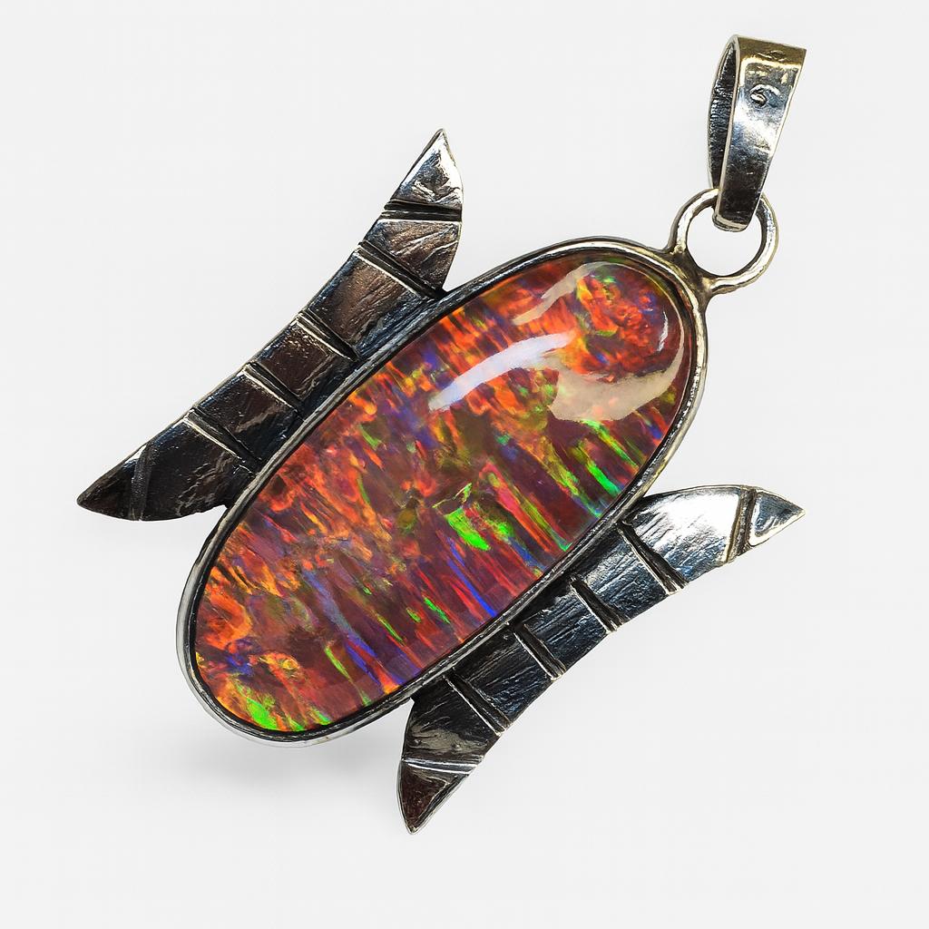 Flawless Oval 36 Ct Natural Opal 925 Sterling Silver Gemstone Pendant