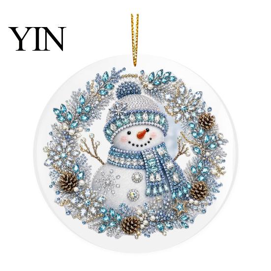 Festive Office Holiday Ornaments Christmas Acrylic Hanging Ornament, Double Side Printed Santa Pendant for Tree Window, Charming Accents 2D Flat Decor