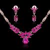 Womens Alloy Rhinestone Pendant Flower Necklace Earrings Wedding Jewelry Set