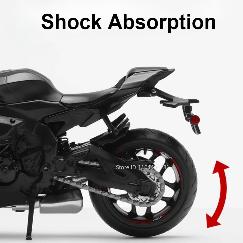1:12 Yamaha Yzf-r1 Сплав R1m Мотоцикл Литая модель Игрушки Поворот переднего колеса Подвеска заднего колеса Транспортные средства Подарки на день рождения для мальчика