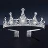 Bridal Crown with Comb for Princess Birthday Performance Colorful Rhinestone Crown High-end Wedding Hair Accessories with Comb Crown