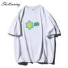 Shellsuning Cute Flowers Printing T-shirt Women 2023 Summer Oversized 100% Cotton Casual Short Sleeve Basic Tees Female Loose All-match Harajuku Tops